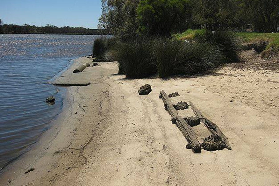 remains of bridge piles in swan riverbank. photo unknown.jpg
